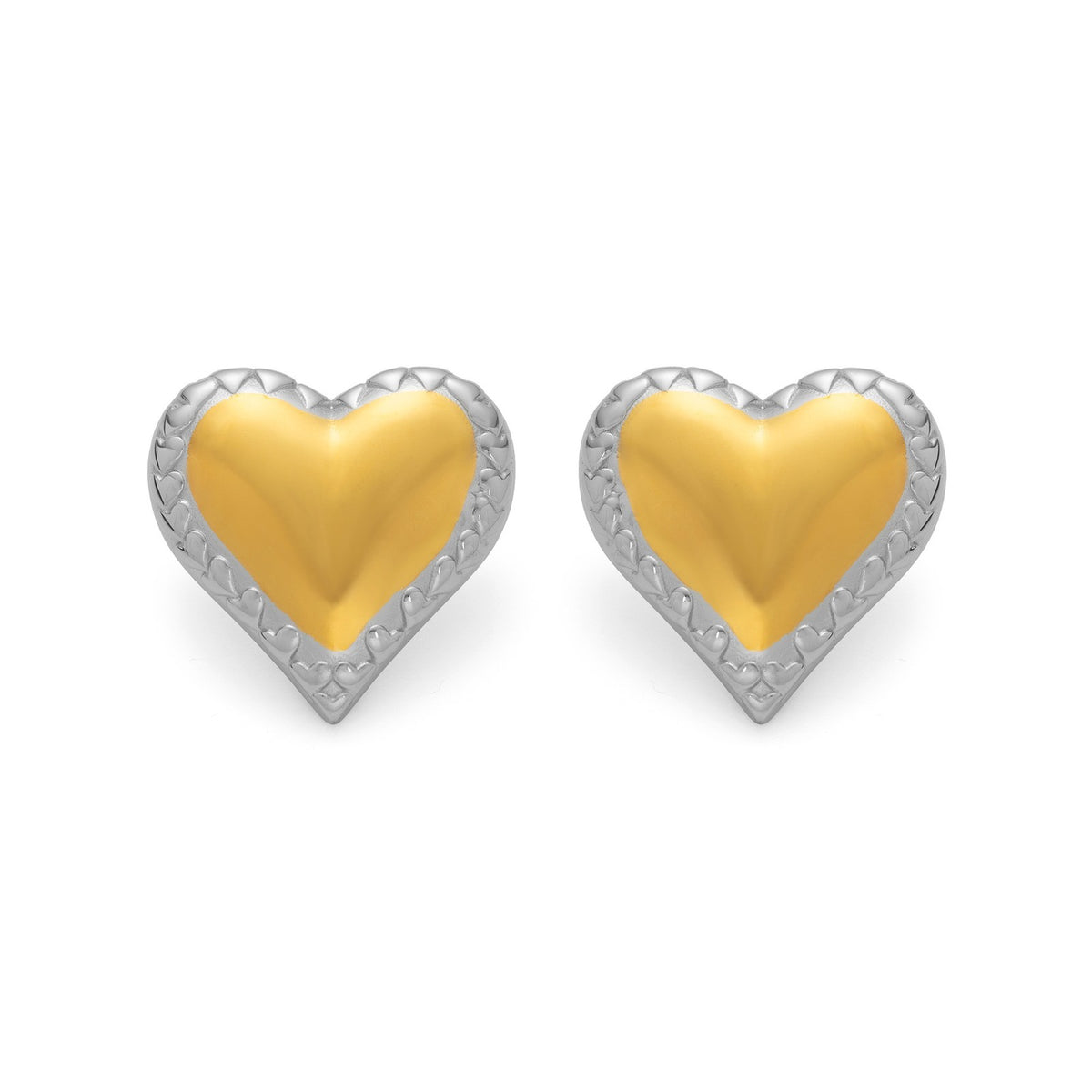 Classy Two-Tone Chunky Heart Earrings