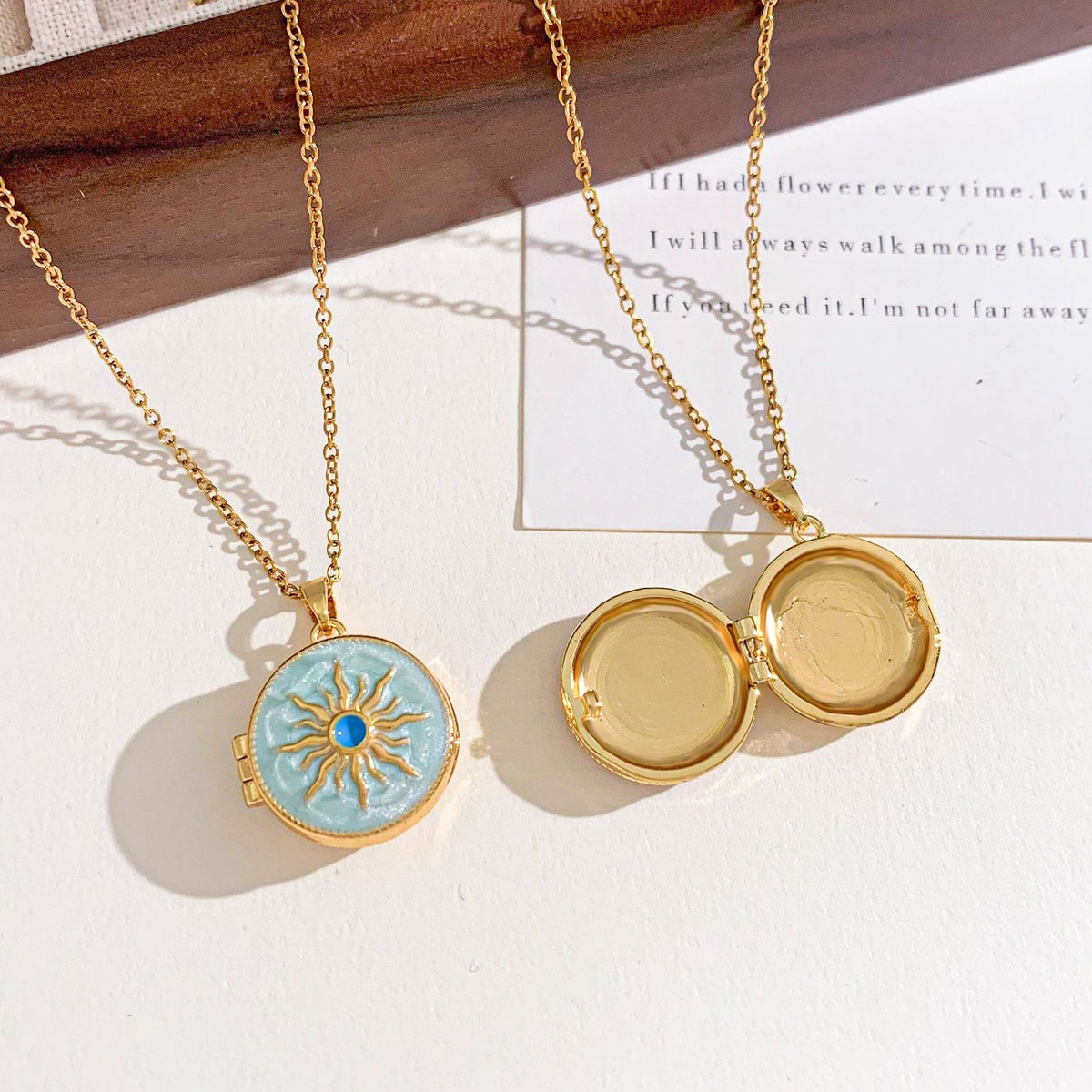 Romantic Enamel Photo Locket Necklace