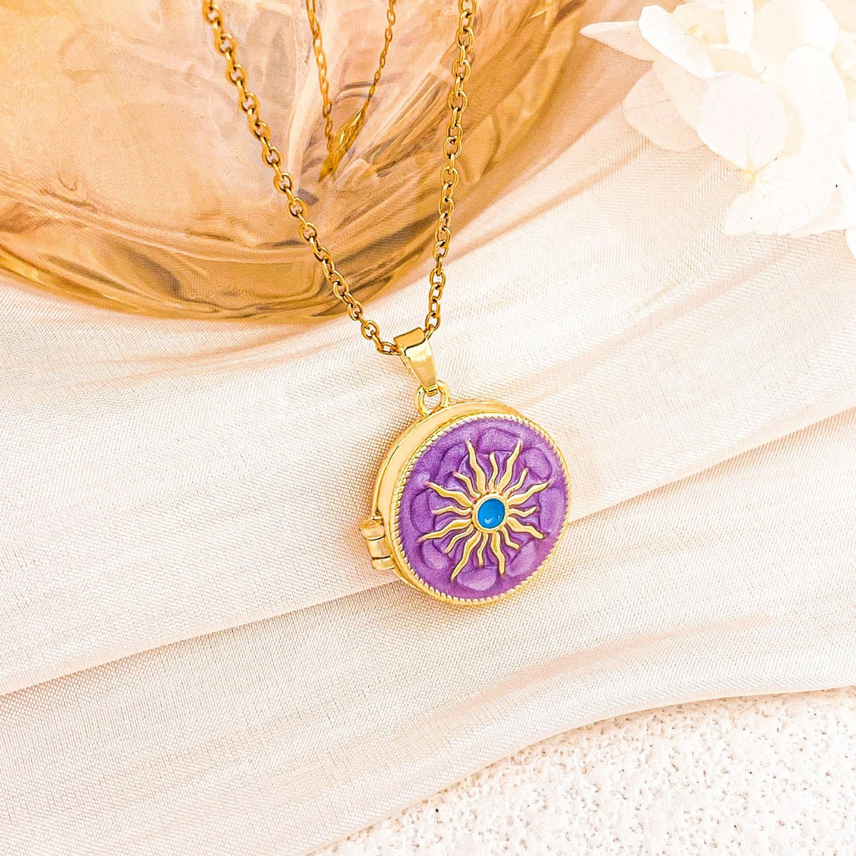 Romantic Enamel Photo Locket Necklace