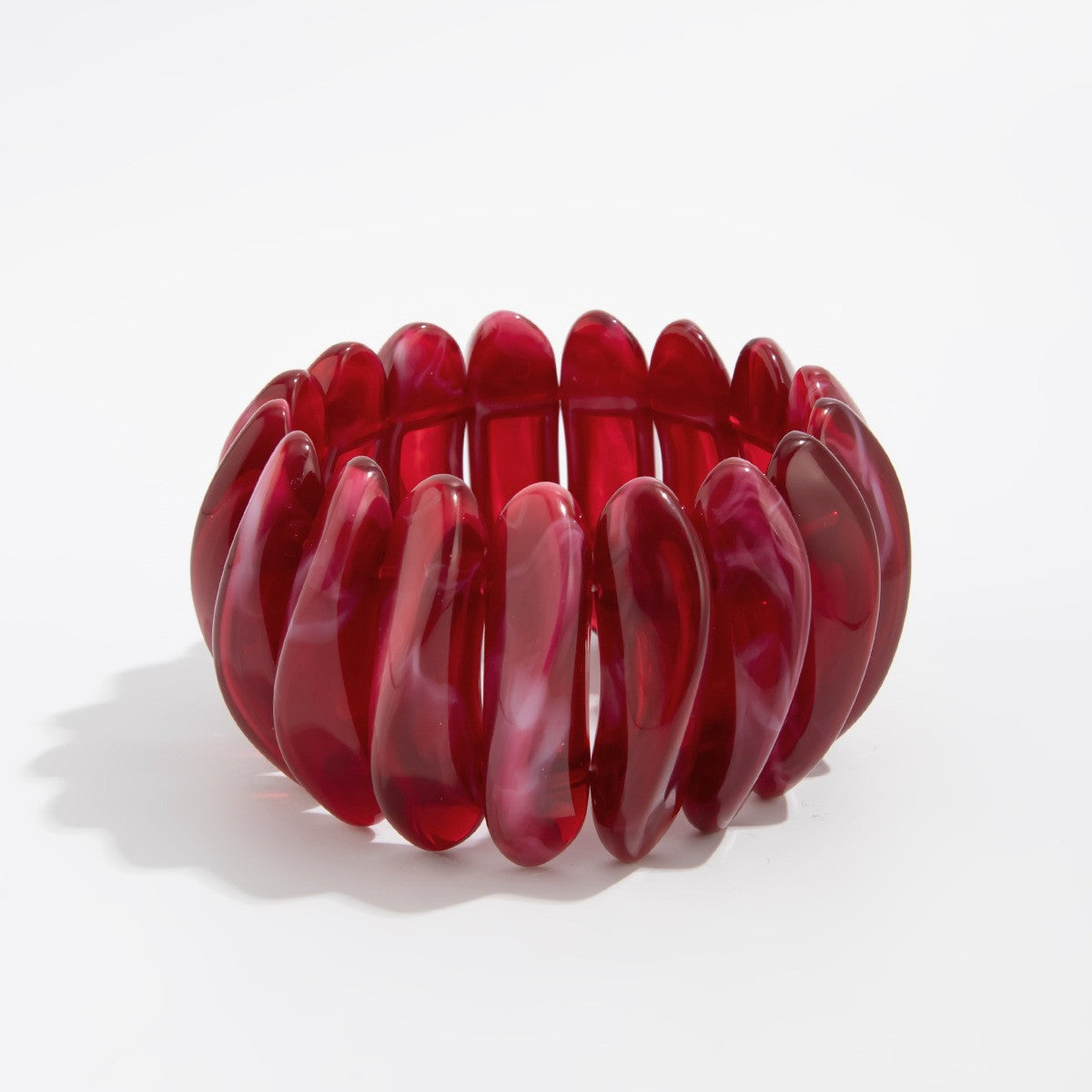 Classy Burgundy Wavy Resin Bracelet & Ring Set