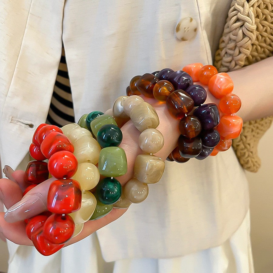 Boho Multicolor Geometric Acrylic Bracelet Set