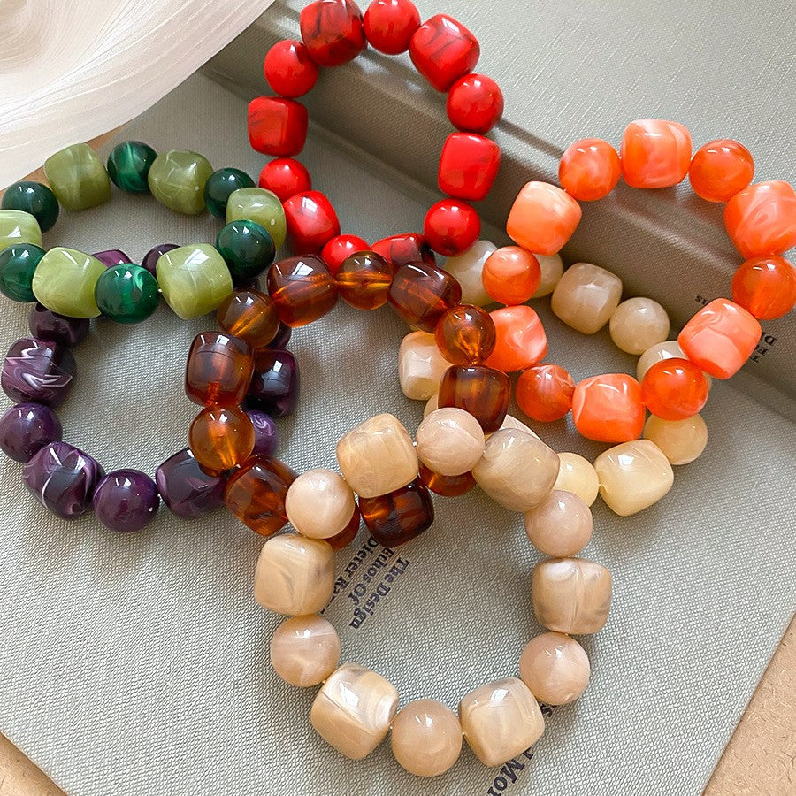 Boho Multicolor Geometric Acrylic Bracelet Set