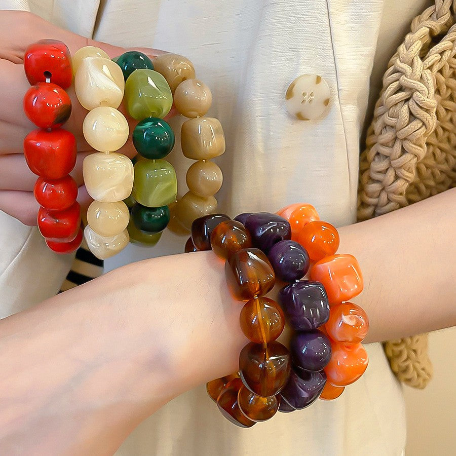 Boho Multicolor Geometric Acrylic Bracelet Set