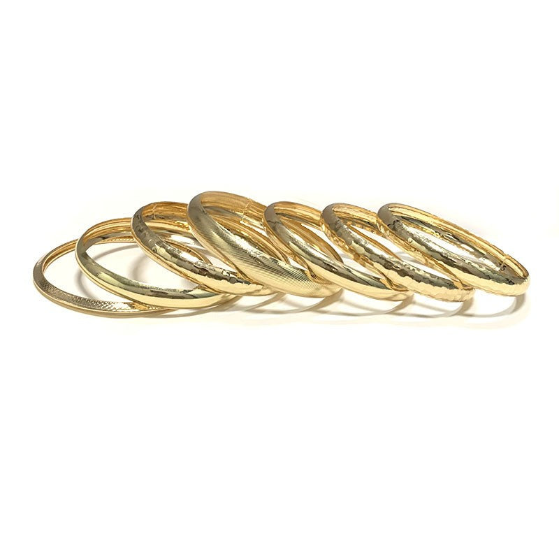 7pc Classy Hammered Texture Bangle Set
