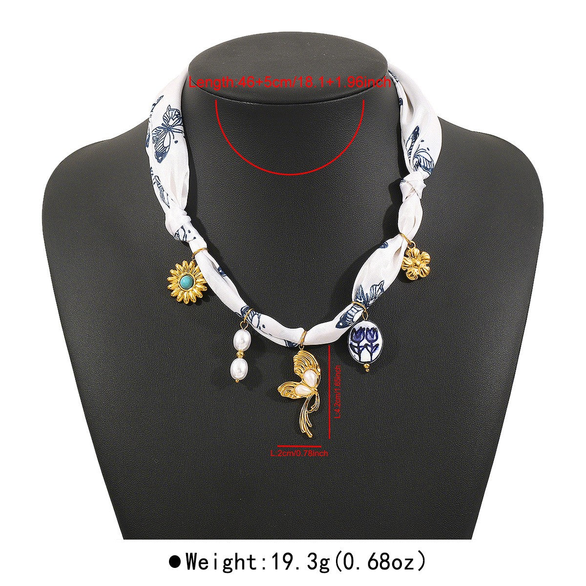 Boho Vintage Ribbon Charm Necklace