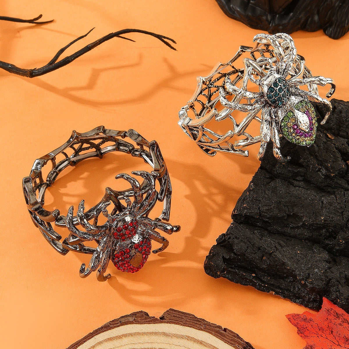 Edgy Rhinestone Spider Cuff Bracelet