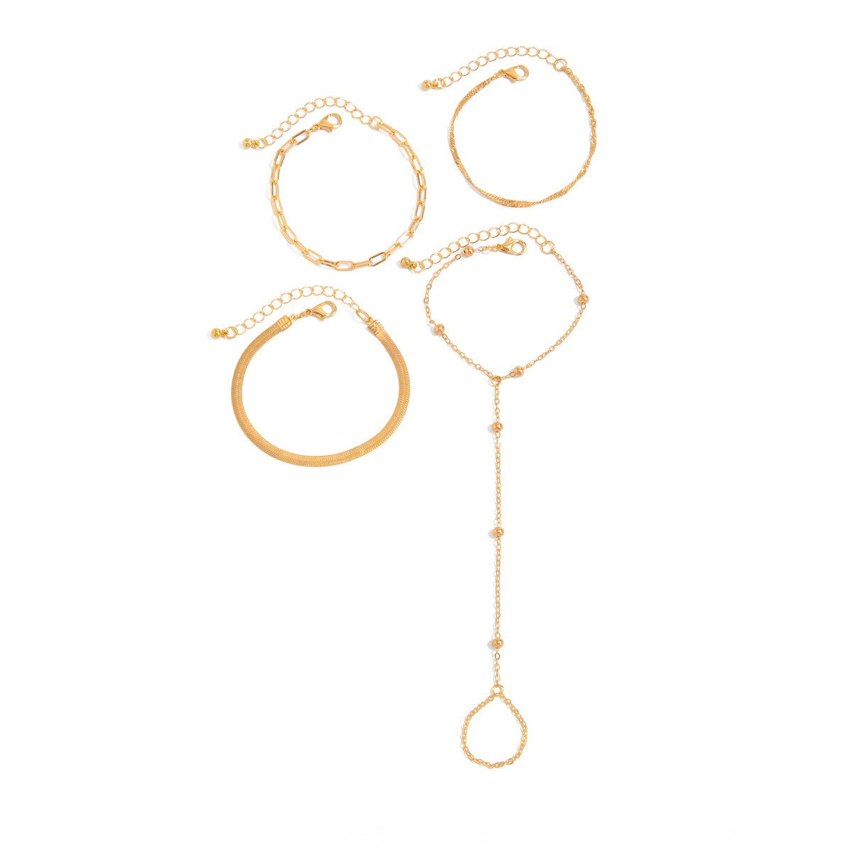 Dainty Layered Pearl Finger Chain Bracelet