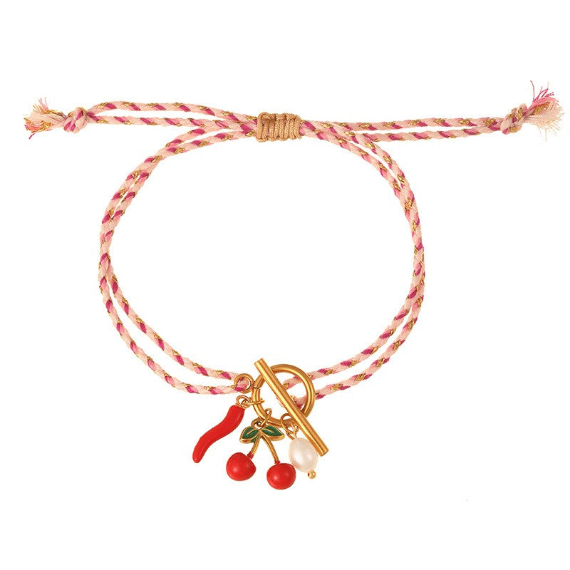 Boho Braided Charm Cord Bracelet Set