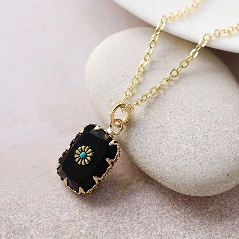 Vintage Tiger Eye Geometric Pendant Necklace