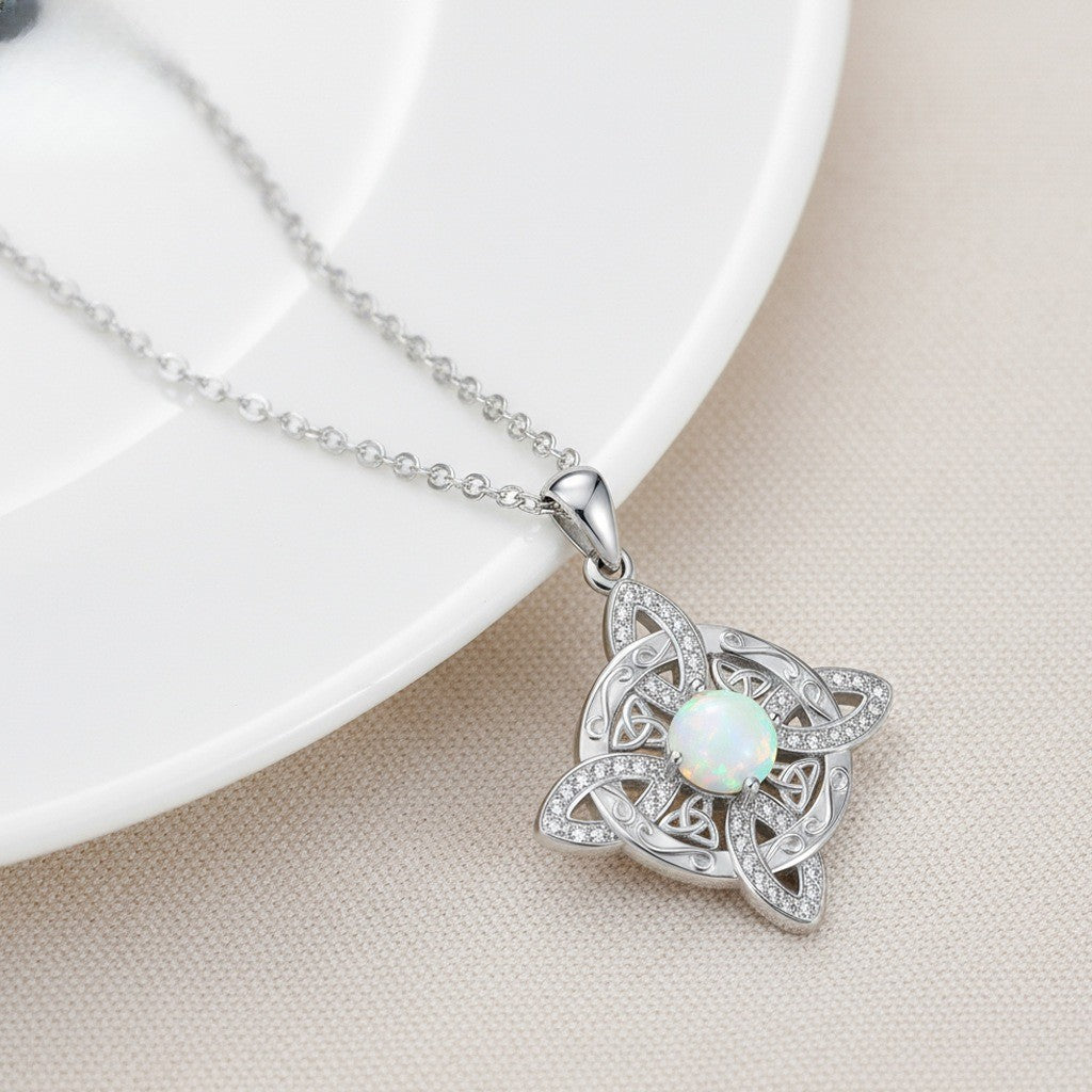 Classy Celtic Knot Opal Necklace
