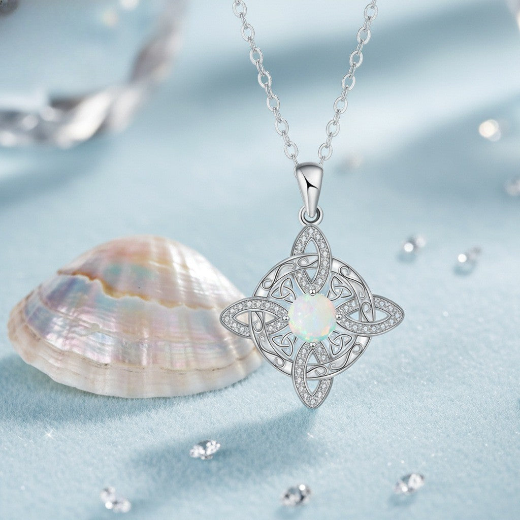 Classy Celtic Knot Opal Necklace