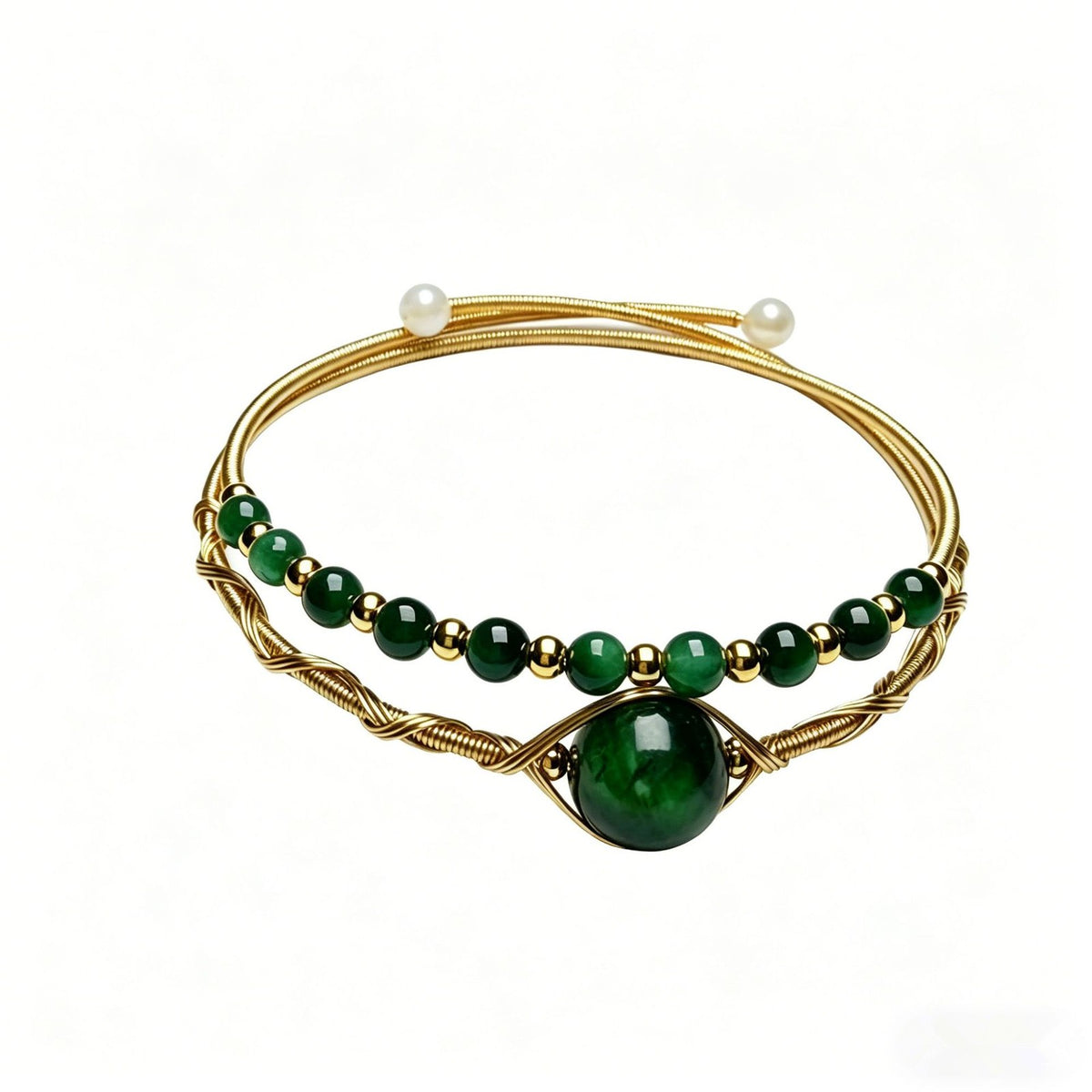 Boho Tiger Eye Wire Wrapped Cuff Bracelet