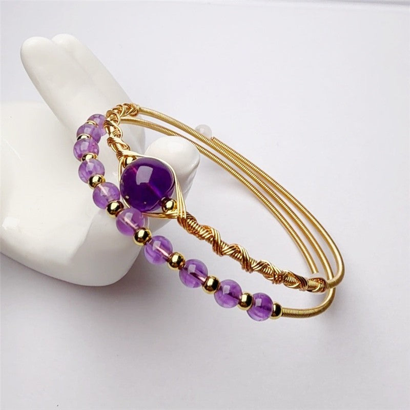 Boho Tiger Eye Wire Wrapped Cuff Bracelet