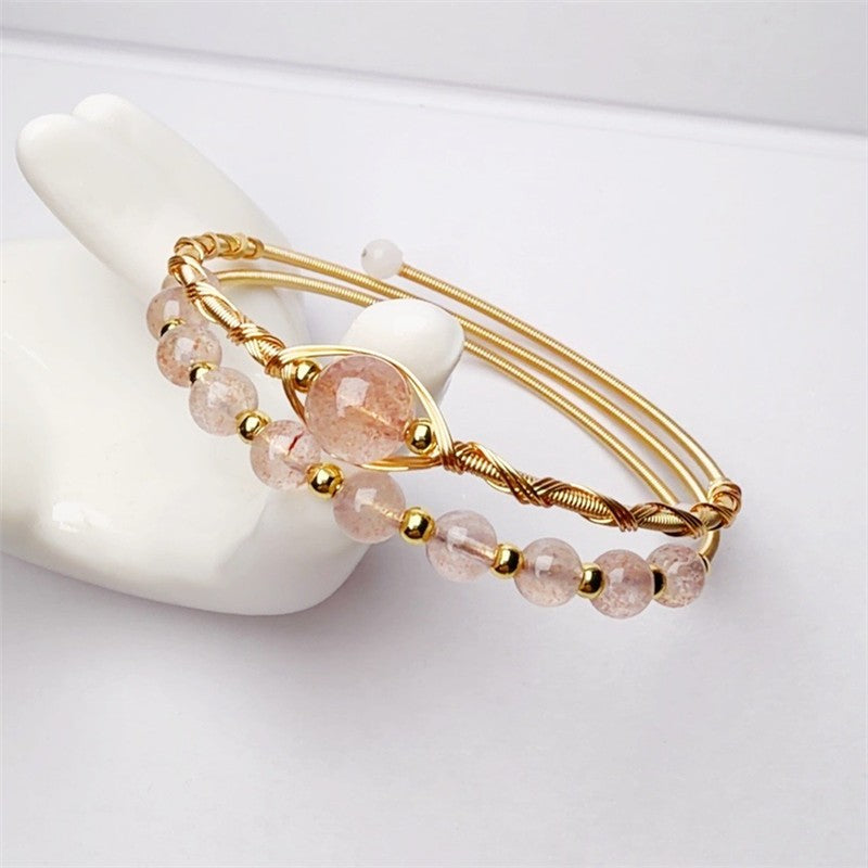 Boho Tiger Eye Wire Wrapped Cuff Bracelet