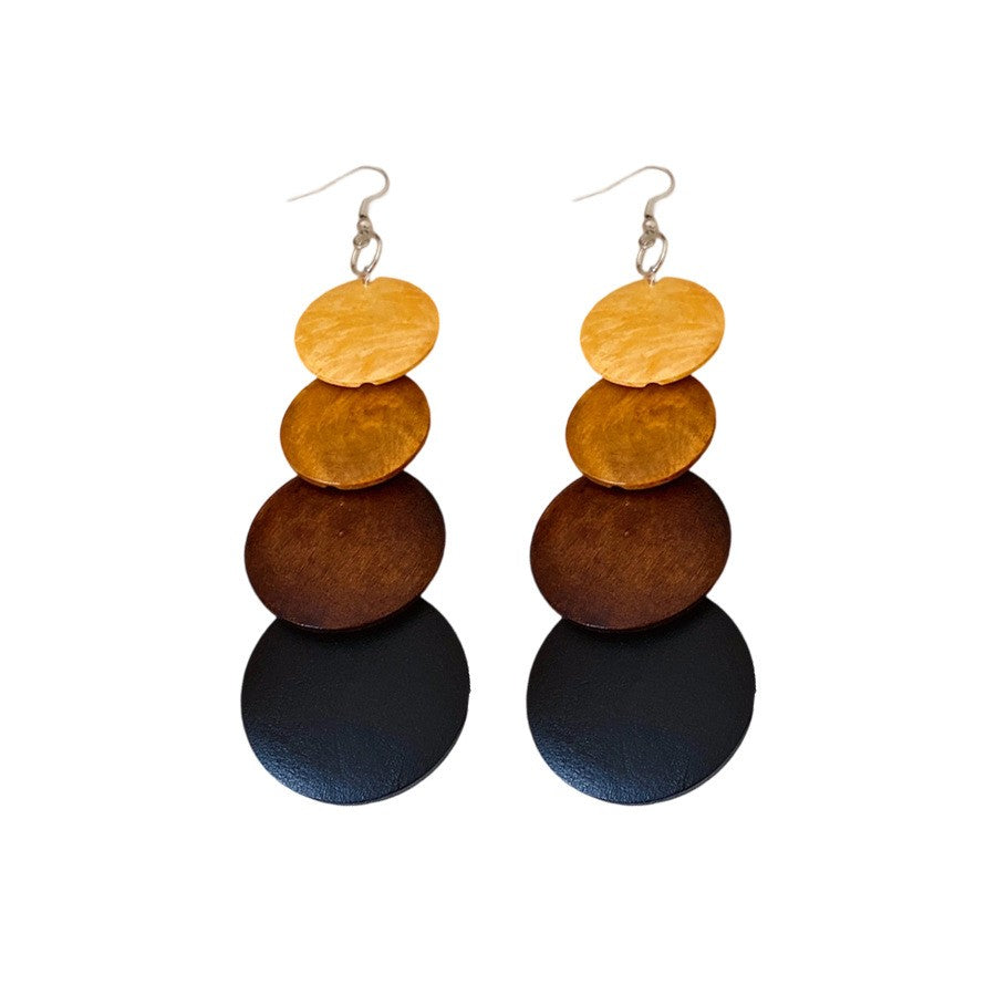 S925 Vintage Geometric Wooden Dangle Earrings