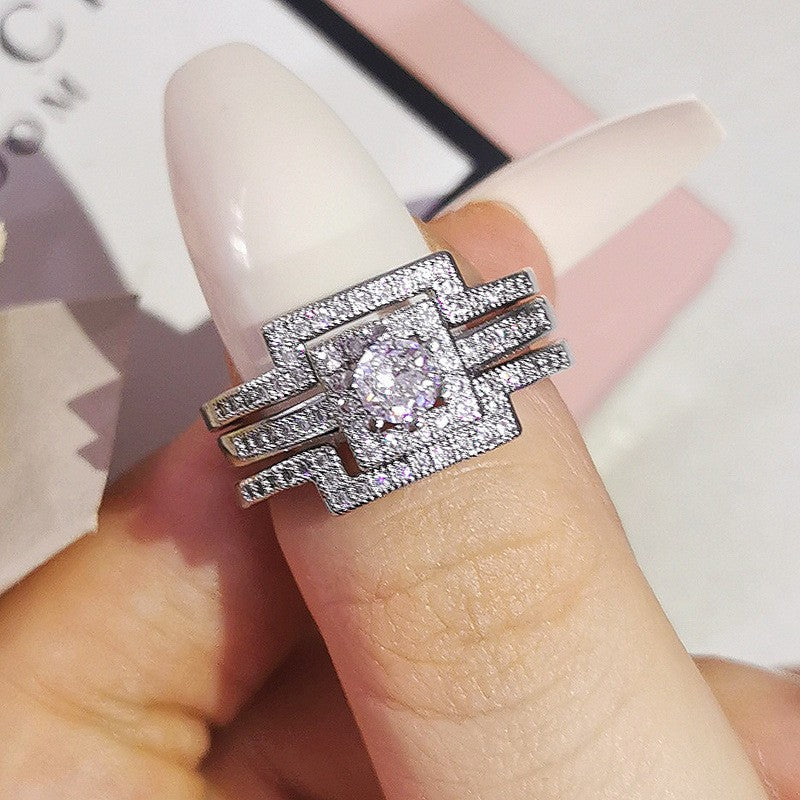 Classy Geometric Square Zirconia Ring