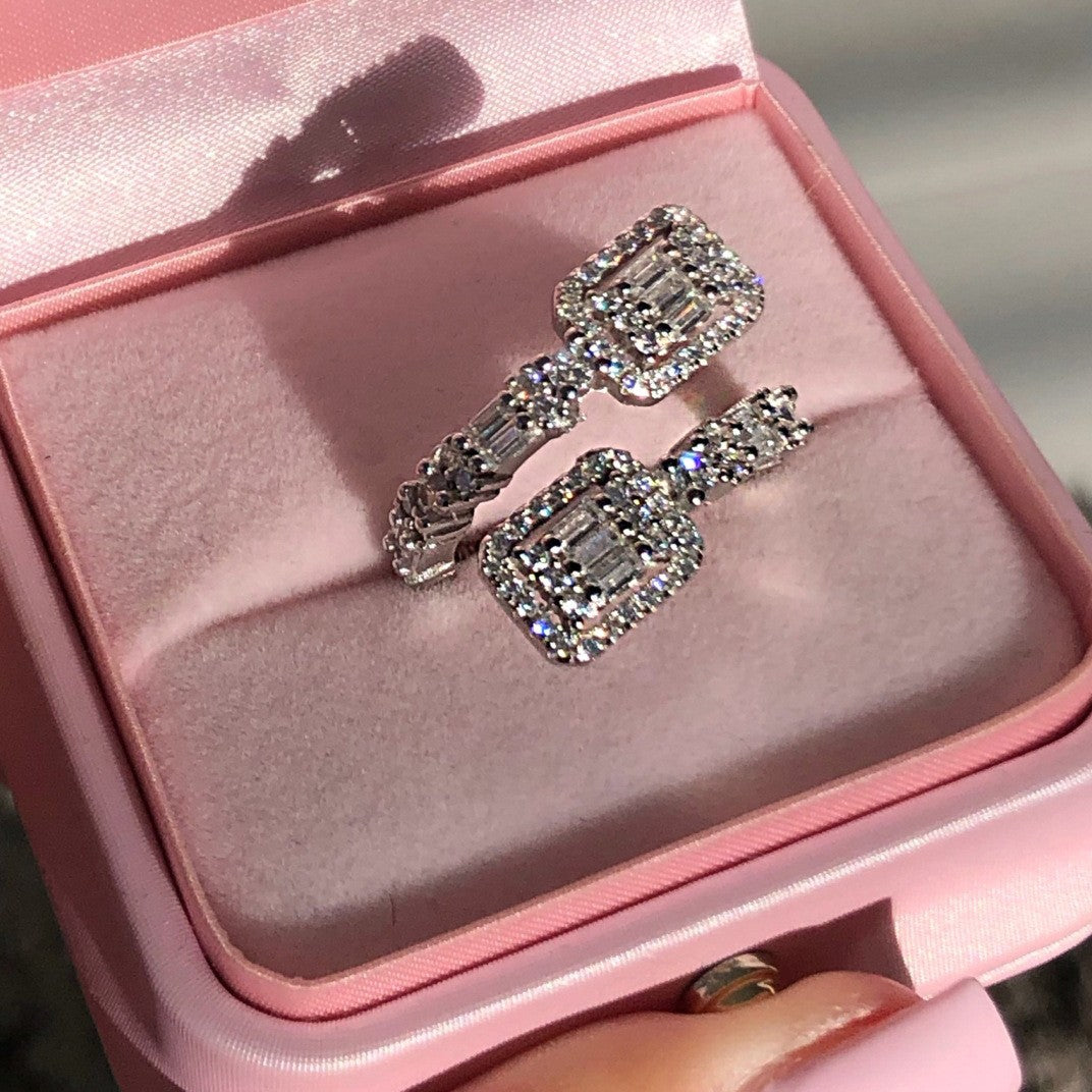 Classy Geometric Baguette Open Ring