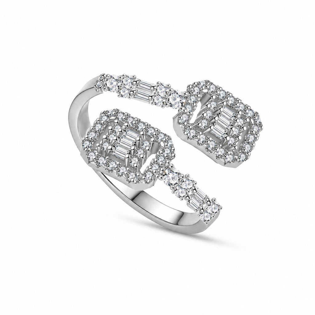 Classy Geometric Baguette Open Ring