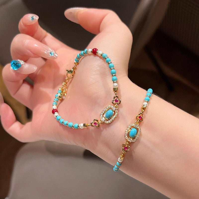Dainty Turquoise Ruyi Charm Bracelet
