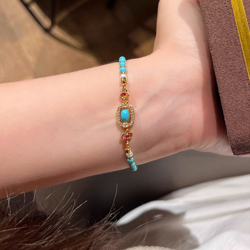 Dainty Turquoise Ruyi Charm Bracelet