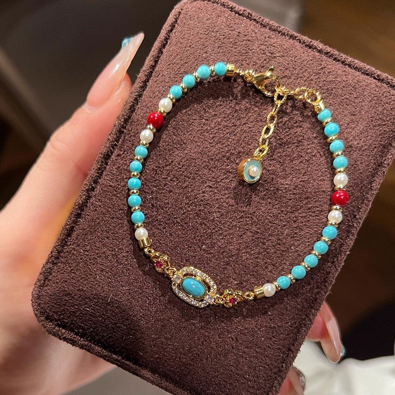 Dainty Turquoise Ruyi Charm Bracelet