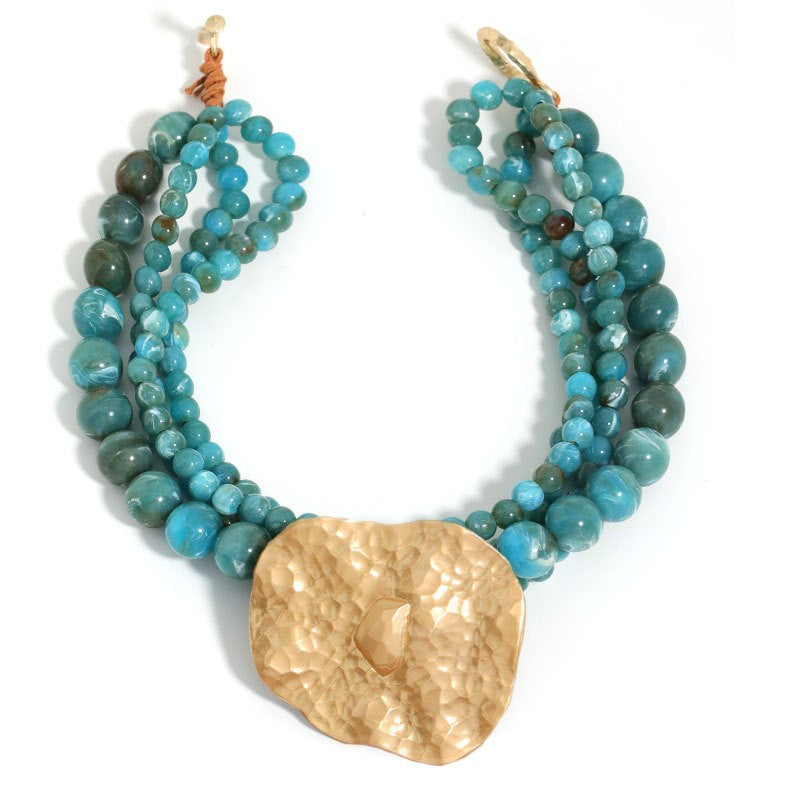 Boho Layered Turquoise Bead Statement Necklace