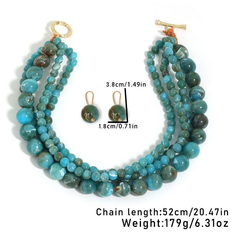 Boho Layered Turquoise Bead Statement Necklace