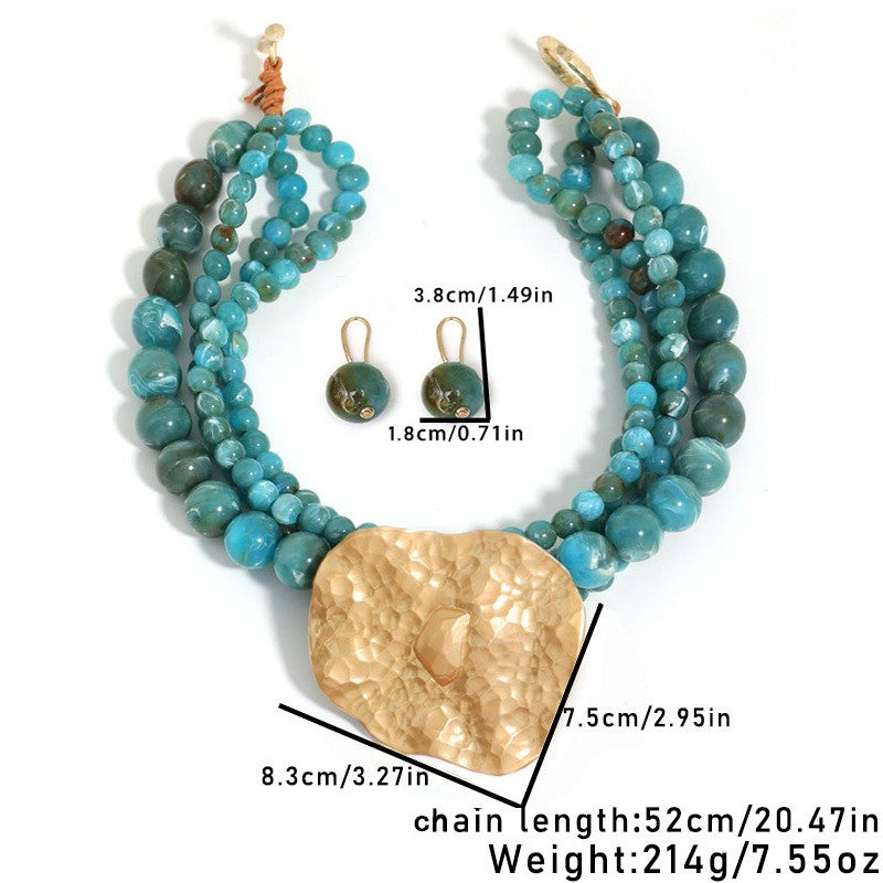 Boho Layered Turquoise Bead Statement Necklace
