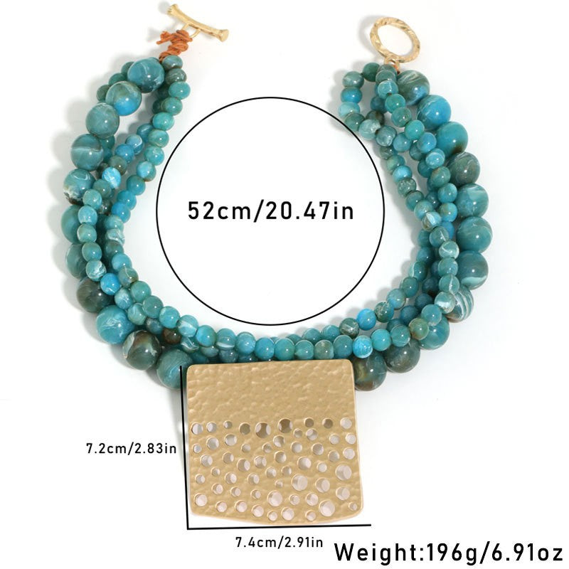 Boho Layered Turquoise Bead Statement Necklace