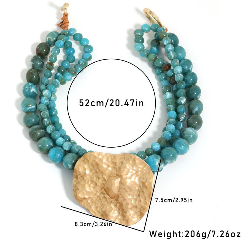 Boho Layered Turquoise Bead Statement Necklace