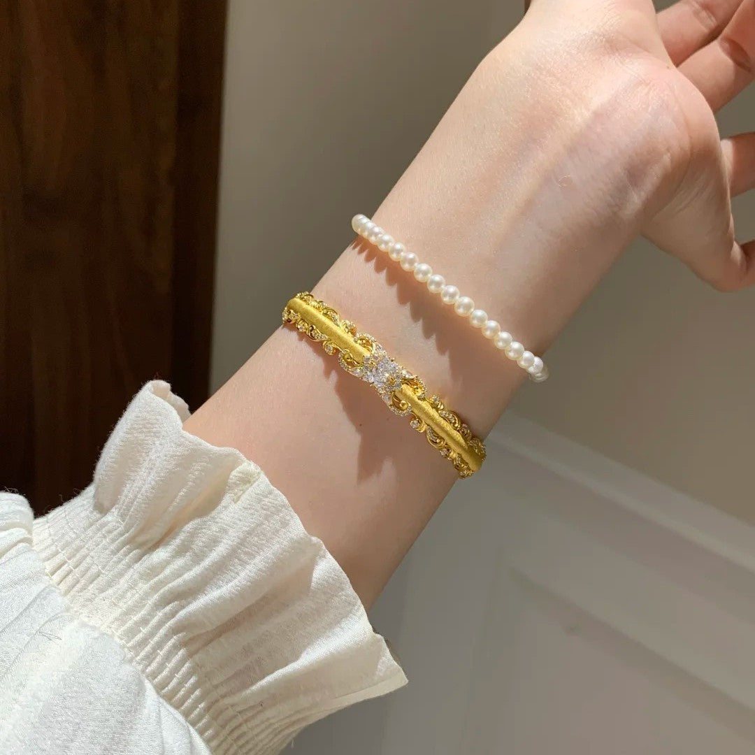 Romantic Brushed Lace Cuff Bangle