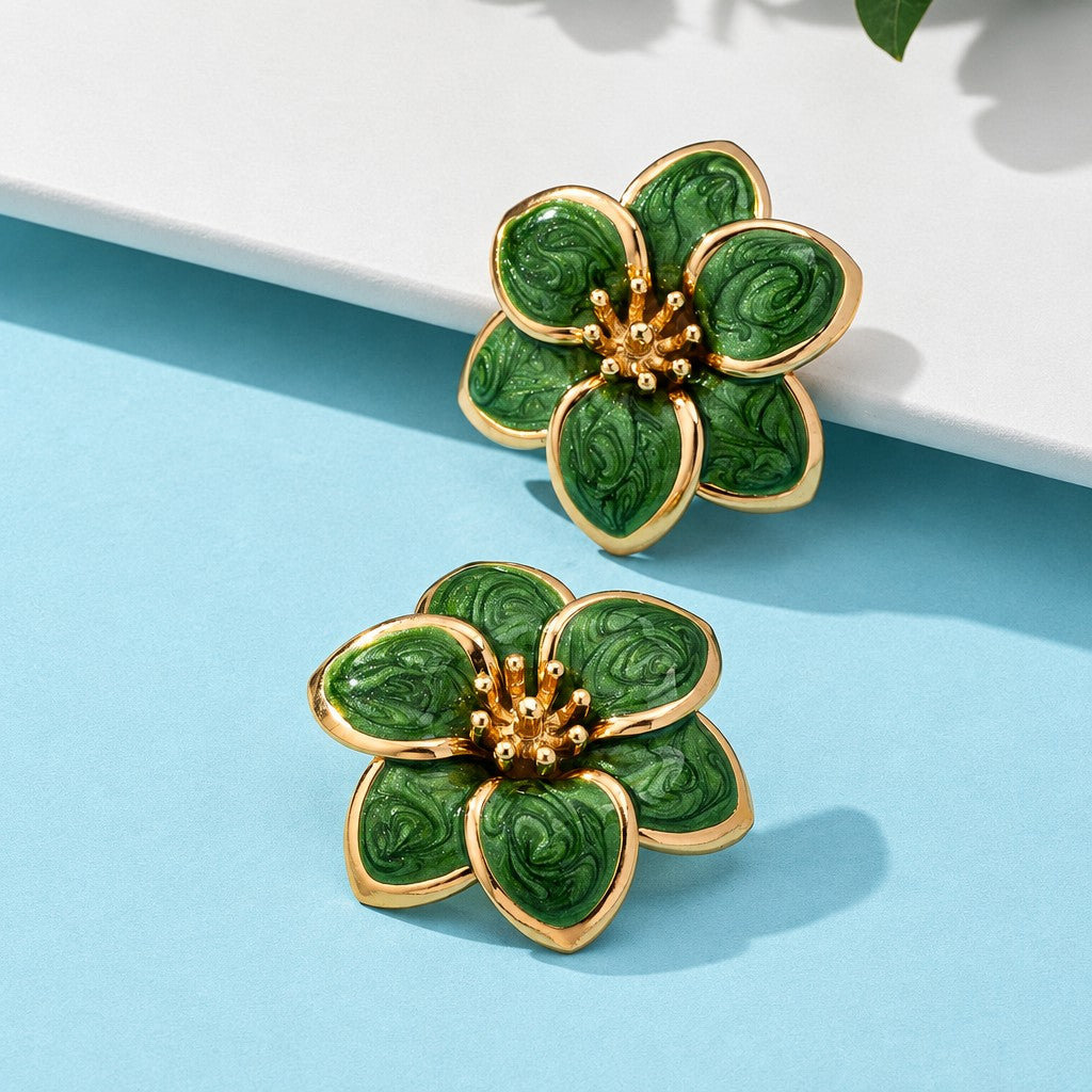 Romantic White Enamel Flower Ring & Bracelet Set
