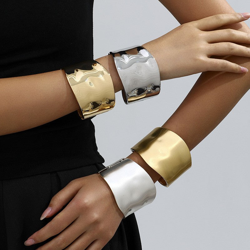 Classy Sculptural Wide Cuff Bracelet