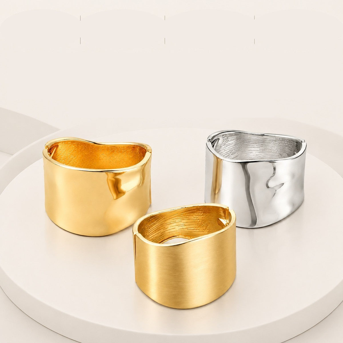 Classy Sculptural Wide Cuff Bracelet