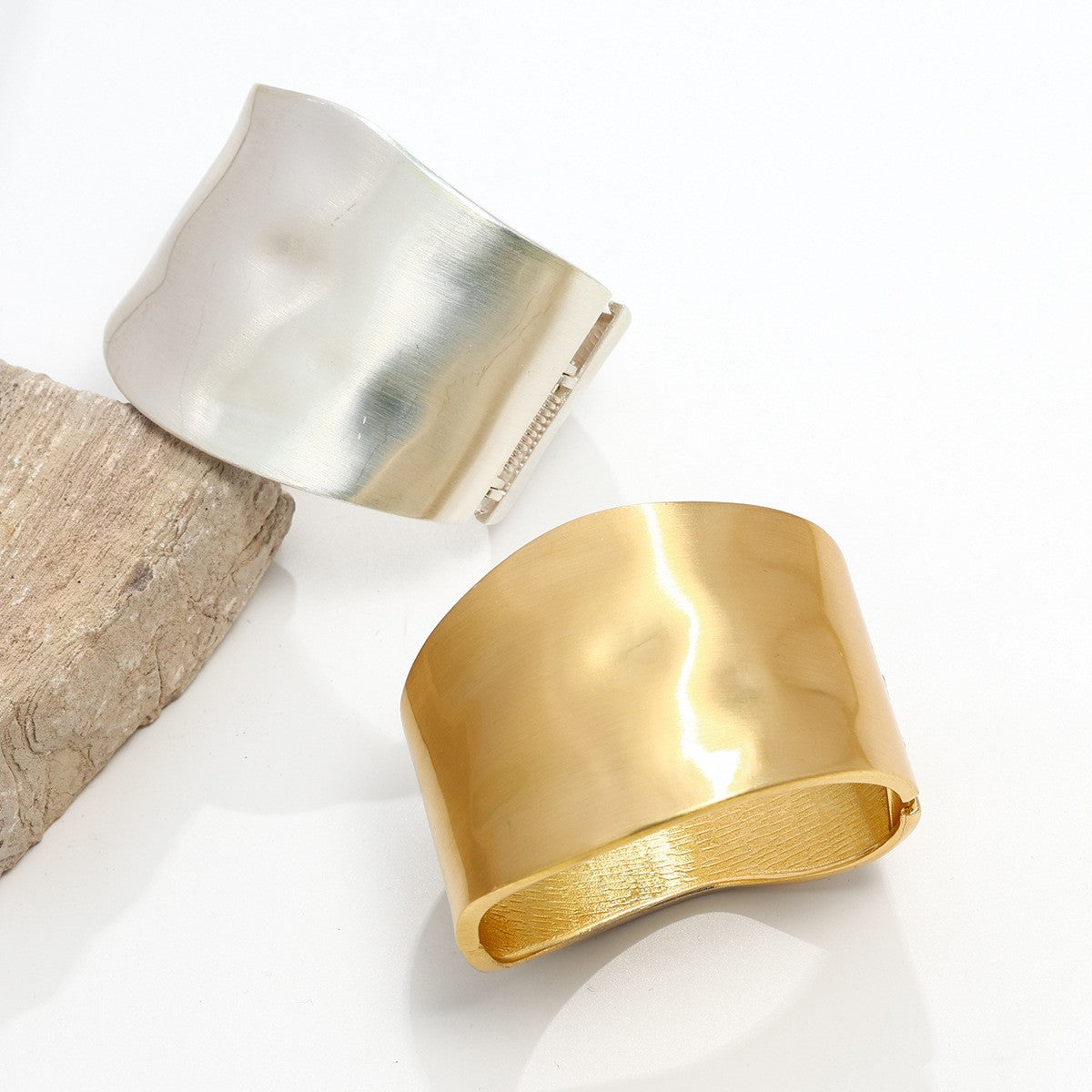Classy Sculptural Wide Cuff Bracelet
