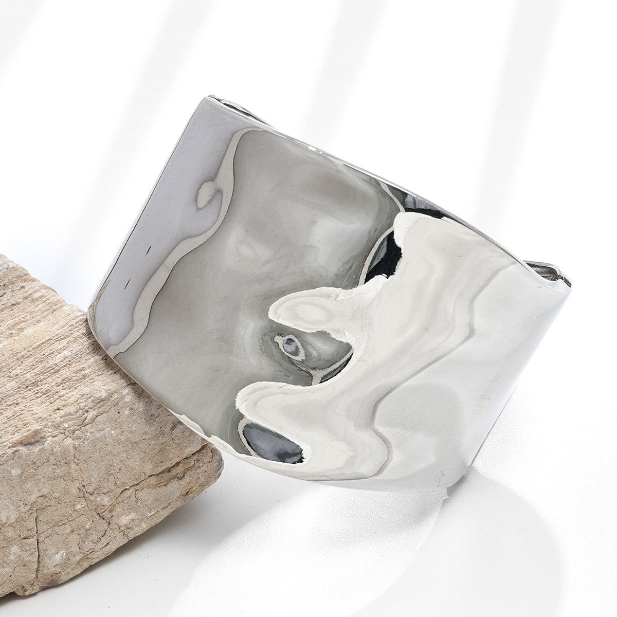 Classy Sculptural Wide Cuff Bracelet