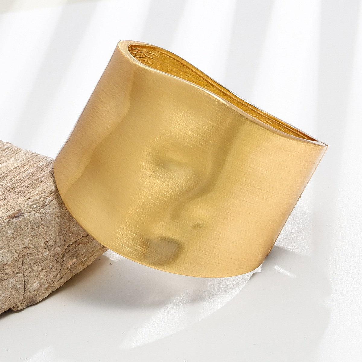 Classy Sculptural Wide Cuff Bracelet