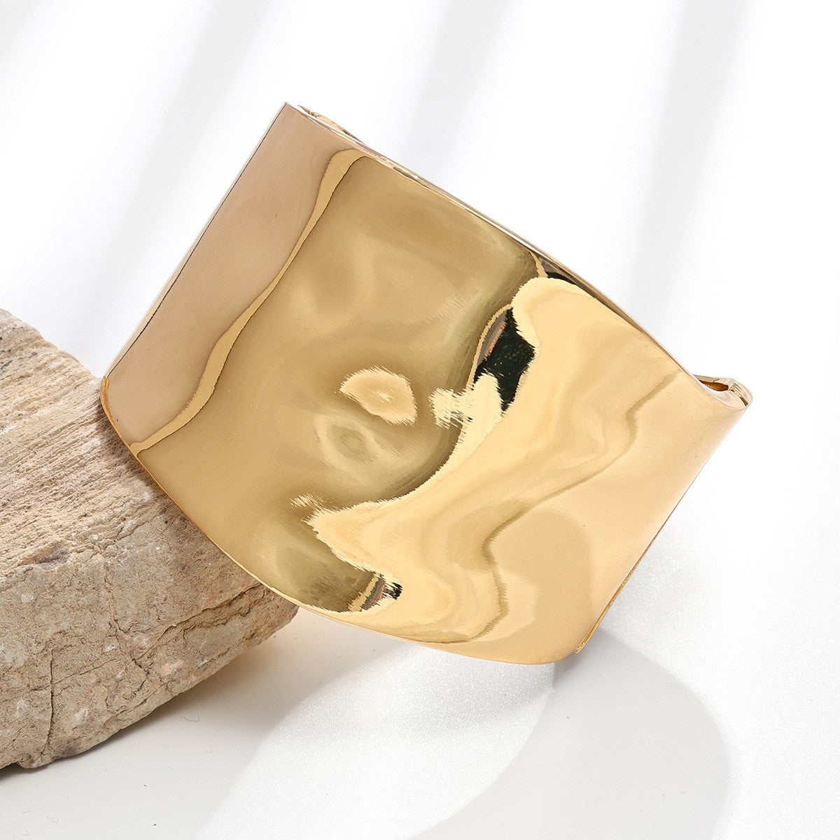 Classy Sculptural Wide Cuff Bracelet