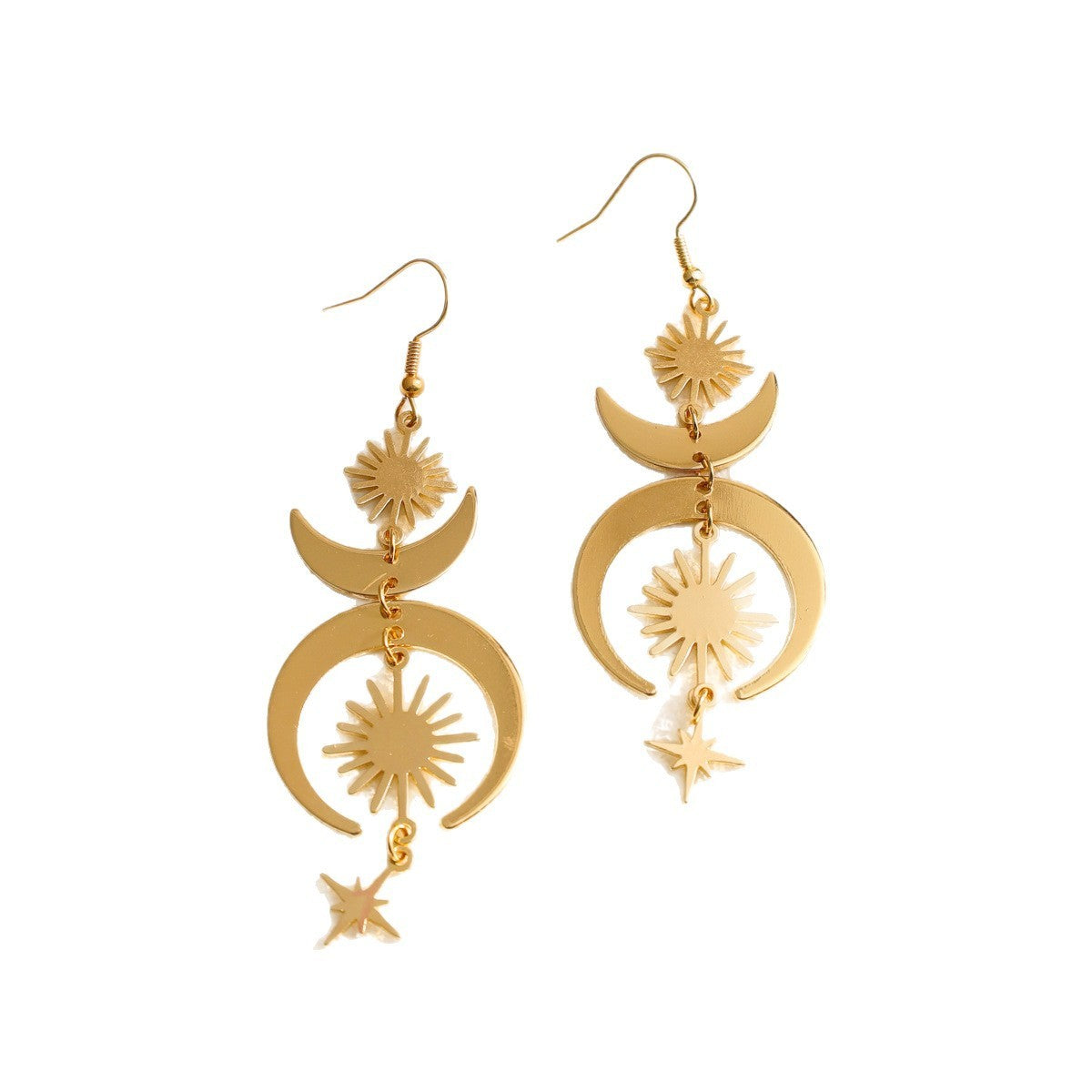 Boho Layered Sun Moon Star Earrings