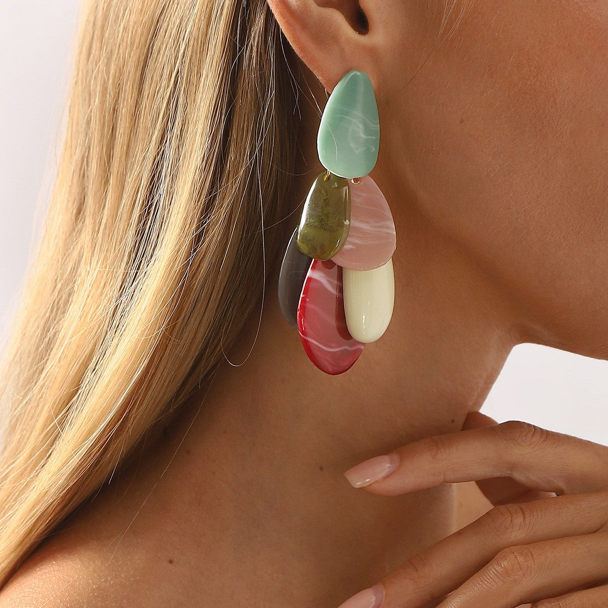 Classy Multicolor Resin Cluster Drop Earrings
