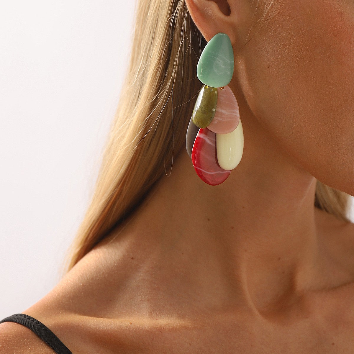 Classy Multicolor Resin Cluster Drop Earrings