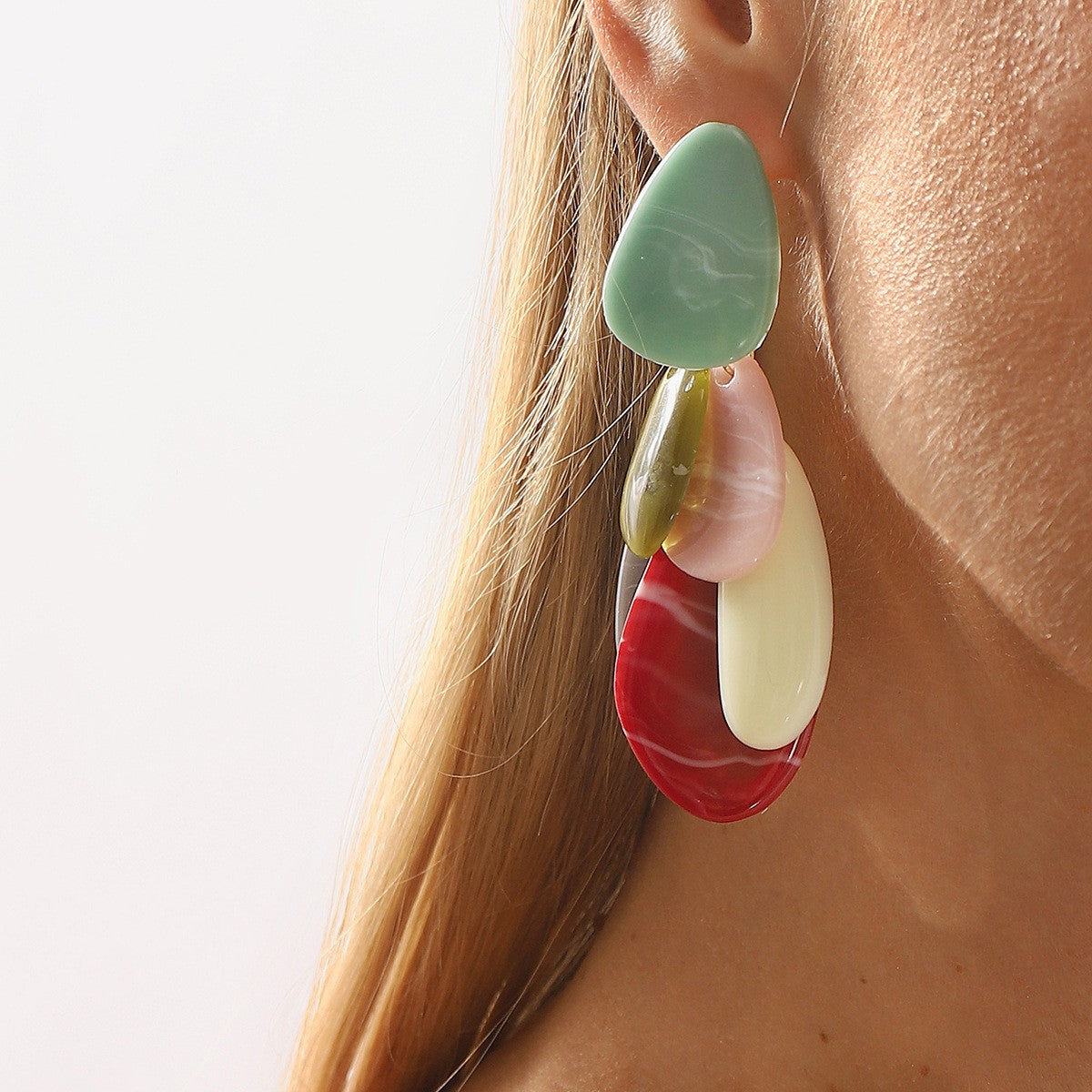 Classy Multicolor Resin Cluster Drop Earrings