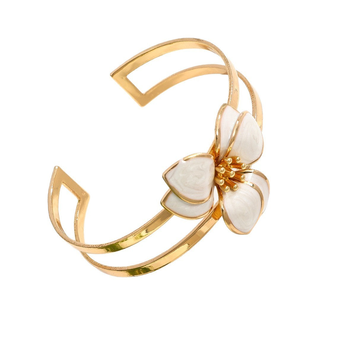 Romantic Multicolor Enamel Flower Bangle & Ring Set