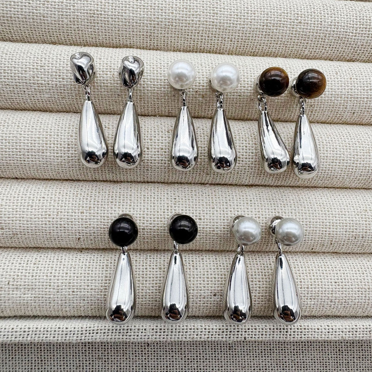 Classy Tiger Eye Teardrop Ear Jacket Earrings