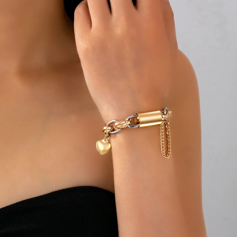 Classy Heart Charm Lock Bracelet