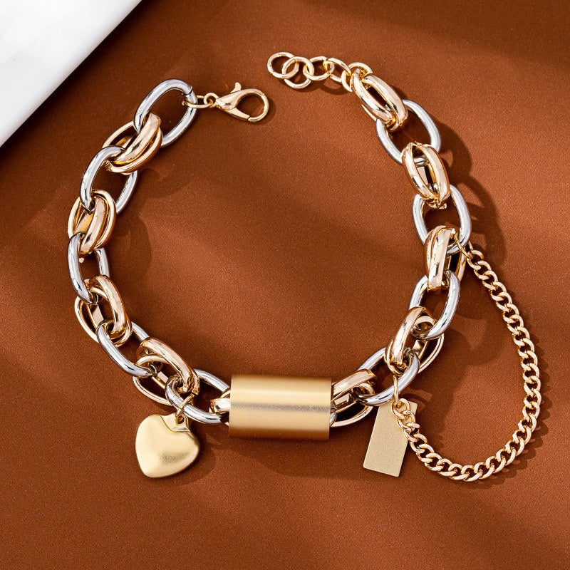 Classy Heart Charm Lock Bracelet