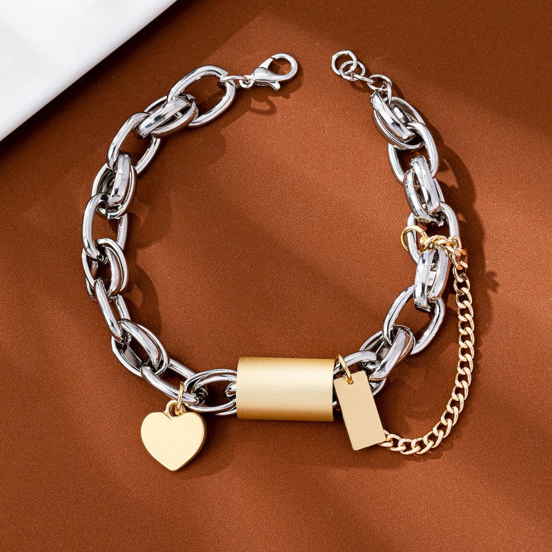 Classy Heart Charm Lock Bracelet
