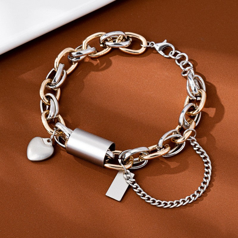 Classy Heart Charm Lock Bracelet