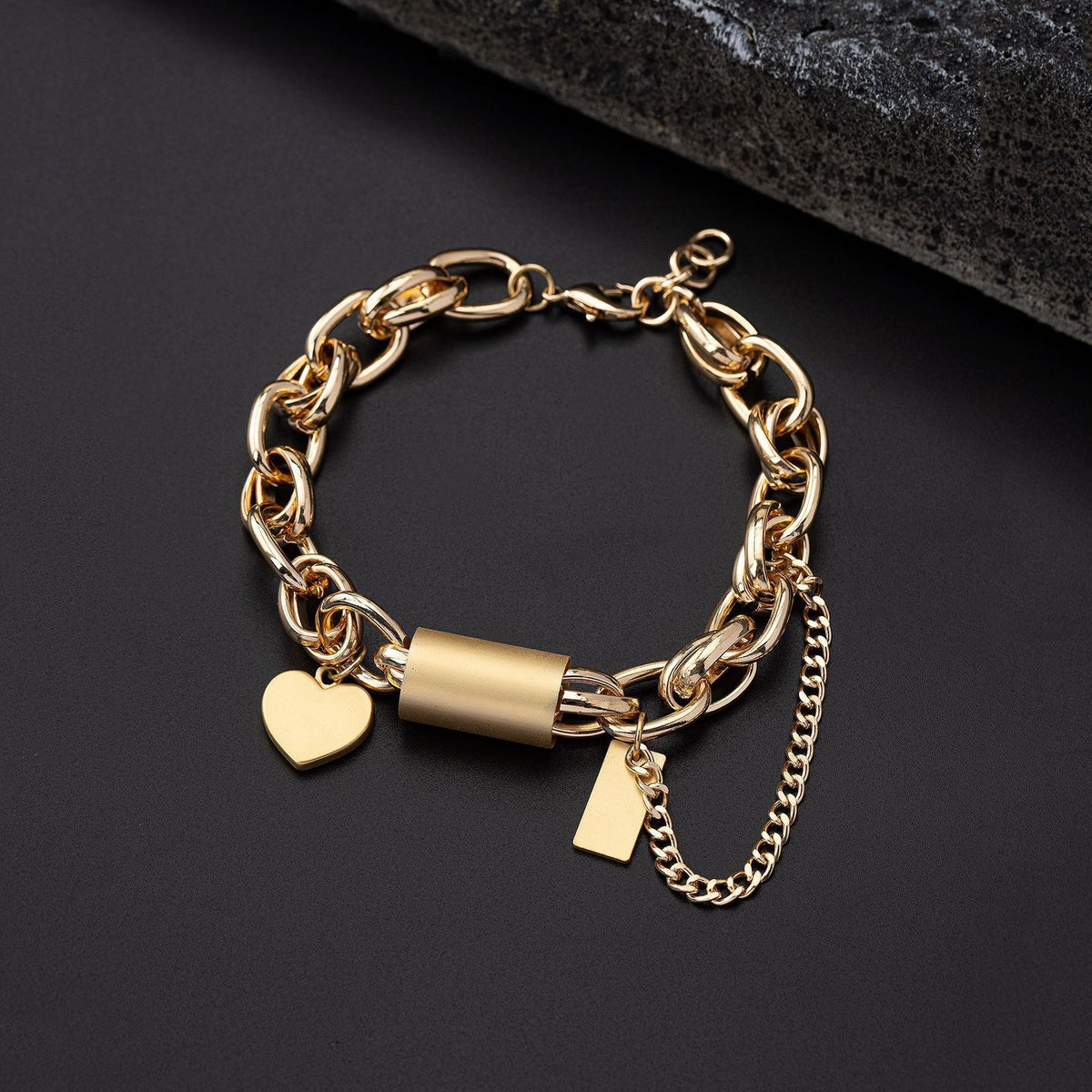 Classy Heart Charm Lock Bracelet
