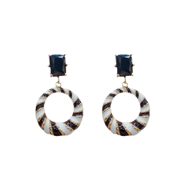 Classy Black and White Swirl Drop Earrings